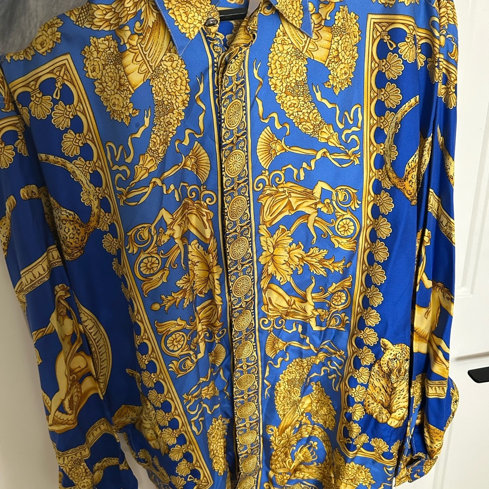 Versace Men's Shirt in Blue and Gold